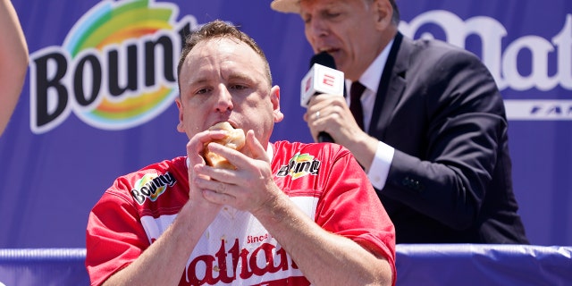 Nathan's Hot Dog Eating champion Joey Chestnut during a competition.