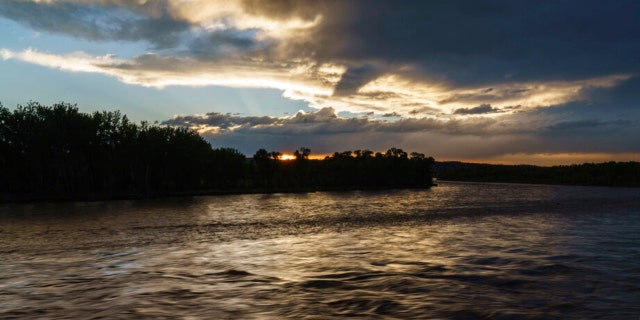 The Yellowstone River flows through Columbus, Mont., Friday, June 17, 2022.