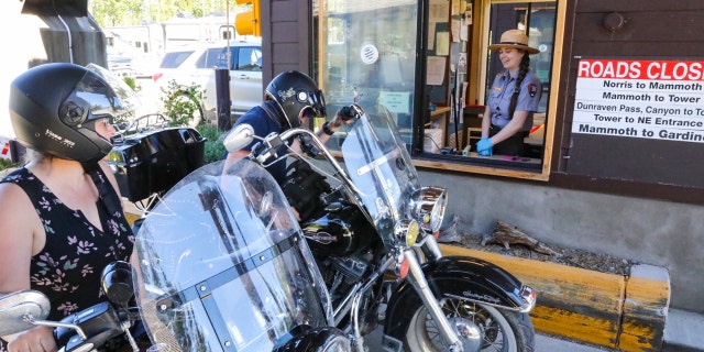 Yellowstone south loop reopens, West Entrance June 22, 2022: Motorcycle group