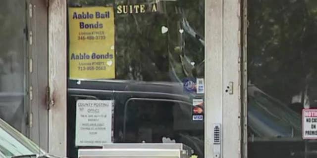 the entrance to Aable Bail Bonds in downtown Houston.