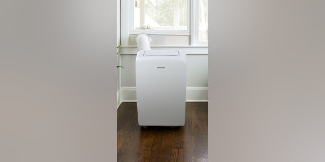 This portable air conditioner has Wi-Fi and has a drain-free design. (Hisense)