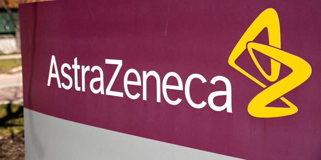 The logo for AstraZeneca is seen outside its North America headquarters in Wilmington, Delaware, U.S., March 22, 2021.