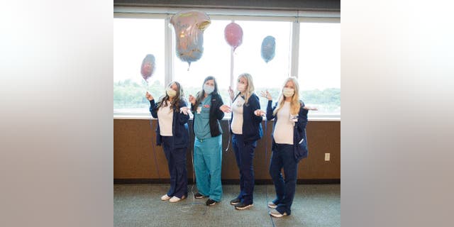 Saint Luke's East Hospital issued a statement on Facebook saying, 'We can't wait to spoil these moms and babies just like we do with every special delivery at Saint Luke's.'