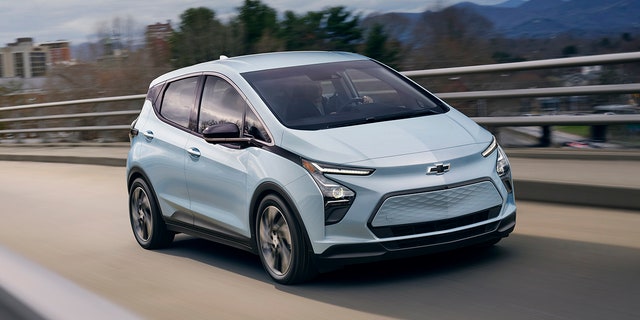 The Chevrolet Bolt EV has a 65-kilowatt-hour battery pack and a 259-mile driving range between charges.