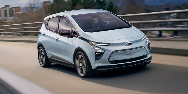 The Chevrolet Bolt EV has a 65-kilowatt-hour battery pack and a 259-mile driving range between charges.