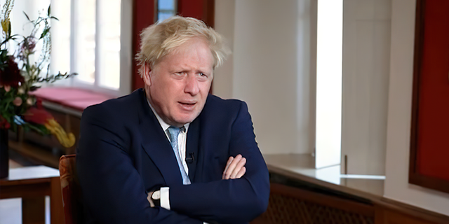 Then-UK Prime Minister Boris Johnson sits down for an interview with CNN's Jake Tapper on June 26, 2022.