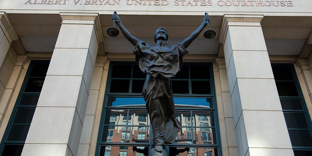 The US Courthouse in Alexandria, Va., on Sept. 2, 2021. Court records show that Allison Fluke-Ekren is set to plead guilty to leading an all-female battalion of Islamic State activists in Syria.  A plea hearing for Allison Fluke-Ekren is to take place June 7, 2022, in federal court in Alexandria.  (AP Photo/Cliff Owen)