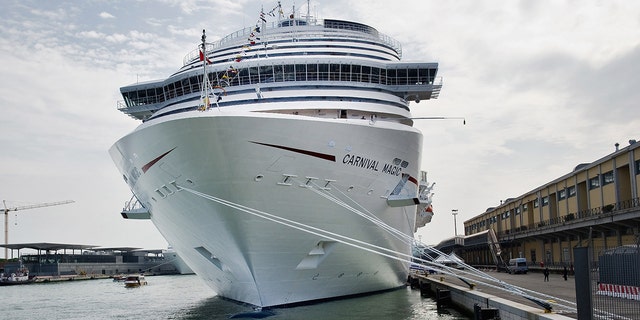 Cruise ship Carnival Magic is seen at the dock of Venice Cruise Terminal on the day of being officially named and starting its first cruise on May 1, 2011 in Venice, Italy.