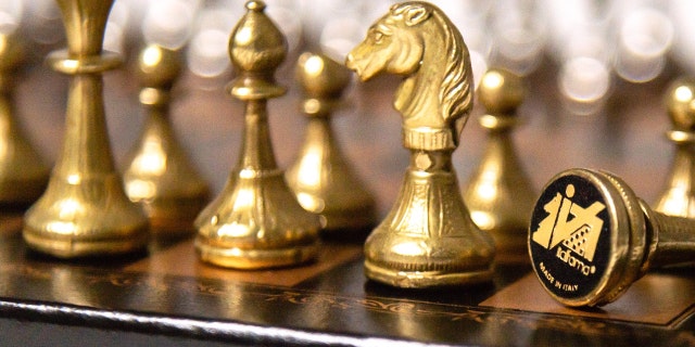 This chess board comes from the boutique at the World Chess Hall of Fame in St. Louis.