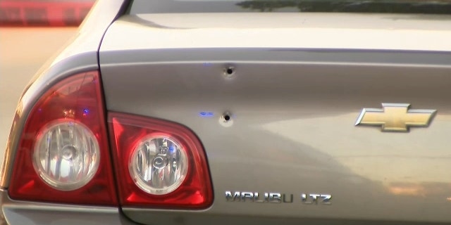 Bullet holes pierce through a car where as 5-year-old female infant was struck in the head. 