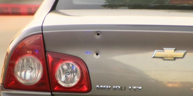 Bullet holes pierce through a car where as 5-year-old female infant was struck in the head. 