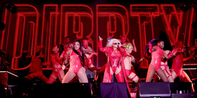 Christina Aguilera performs "Dirrty" at the LA Pride music fest Saturday.