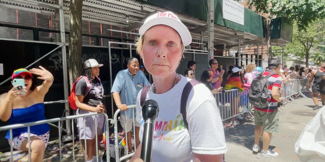 'Sex in the City' actress Cynthia Nixon reacts to the Supreme court overturning Roe v. Wade at the NYC Pride Parade.