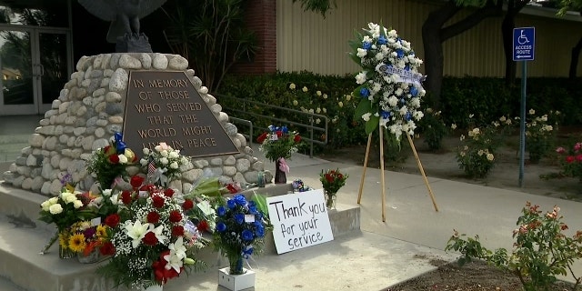 Memorial outside El Monte Police Department.