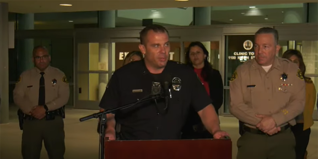 El Monte Interim Chief Ben Lowry speaks at press conference after two of his officers were shot and killed. 
