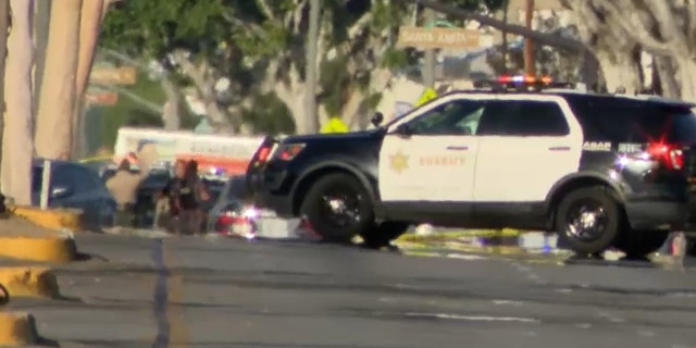 Law enforcement response to El Monte shooting scene.
