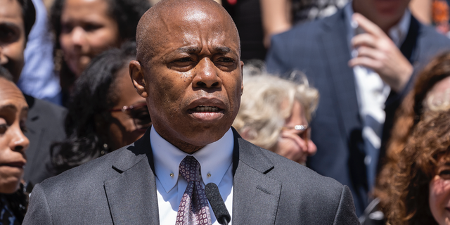 Mayor Eric Adams speaks at City Hall