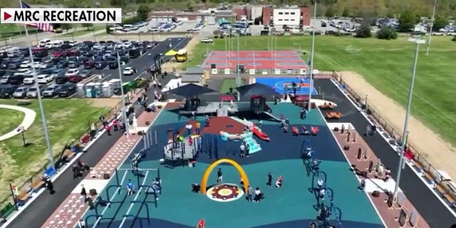 An overhead view of RWJBarnabas Health Field of Dreams playground in Toms River, N.J., previewed on "Fox and Friends First." (Fox News)