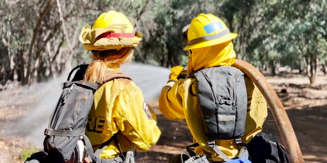 The mobile attack training station allowed the teens to get a hands-on learning experience if there was a wildfire.