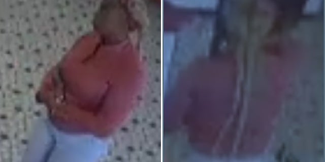 The second suspect was described as a woman with a large build, about 5-feet, 6-inches tall and weighing 170 pounds. She had long blonde hair extensions worn in two ponytails, and was wearing a light red or pink zip-up sweater, white jeans, and a red hairband.