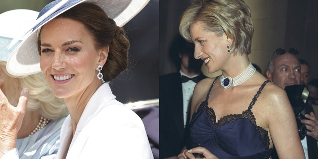 Kate Middleton wore Princess Diana's diamond and sapphire earrings at Trooping the Color during Platinum Jubilee.