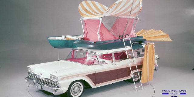 The 1959 Country Squire show car featured a rooftop camper that could double as a boat.