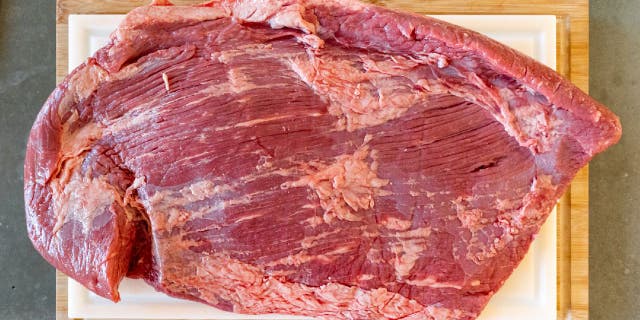 Brisket is a cut of meat from the breast or lower chest from a butchered animal, typically from a cow.