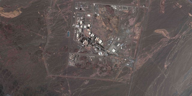 This satellite image shows Iran's underground Natanz nuclear site, as well as construction to expand the facility, on May 9, 2022.