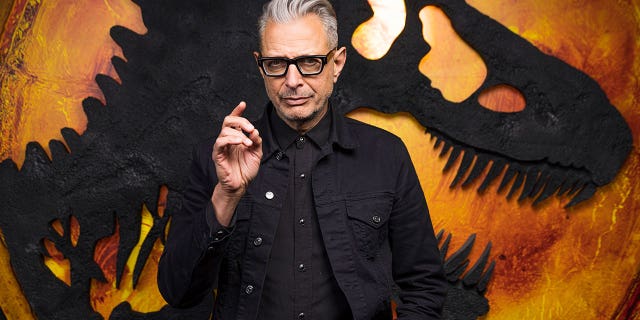 Jeff Goldblum poses for a portrait to promote "Jurassic World: Dominion" at Universal Studios in Los Angeles on May 10, 2022.