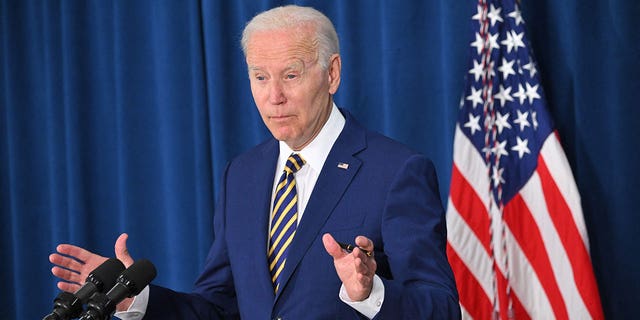 US President Joe Biden speaks about the May 2022 Jobs Report from the Rehoboth Beach Convention Center on June 3, 2022, in Rehoboth Beach, Delaware.