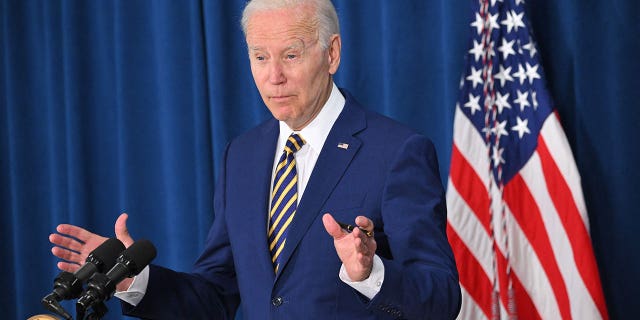 US President Joe Biden speaks about the May 2022 Jobs Report from the Rehoboth Beach Convention Center on June 3, 2022, in Rehoboth Beach, Delaware.