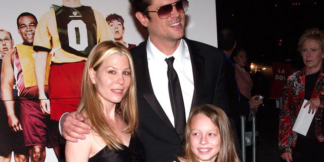 Melanie Clapp, Johnny Knoxville and their daughter at the "The Ringer" Los Angeles Premiere in 2005. 