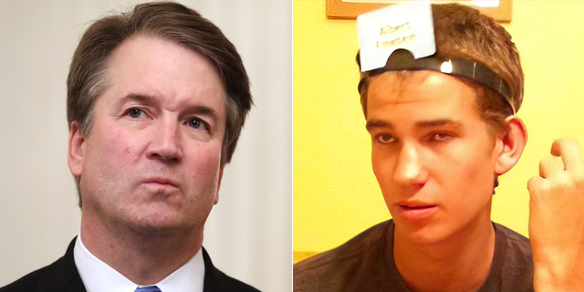 Nicholas Roske, right, is accused of attempting to assassinate Supreme Court Justice Brett Kavanaugh, left.