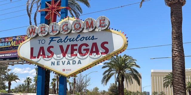 This cheery sign welcomes visitors to "fabulous Las Vegas, Nevada."  