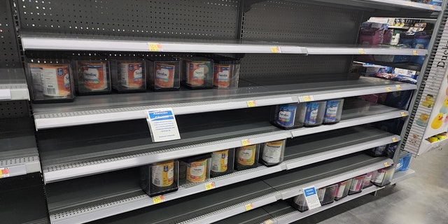 Bare shelves are seen at a store in the Baton Rouge, Louisiana, area. 