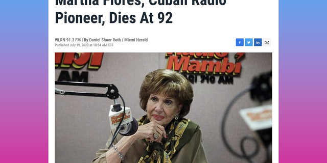 AP reported that they recently talked to Miami radio host Martha Flores even though she died in 2020.