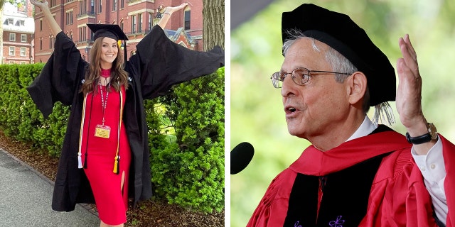 Emma Heussner and Merrick Garland at Harvard