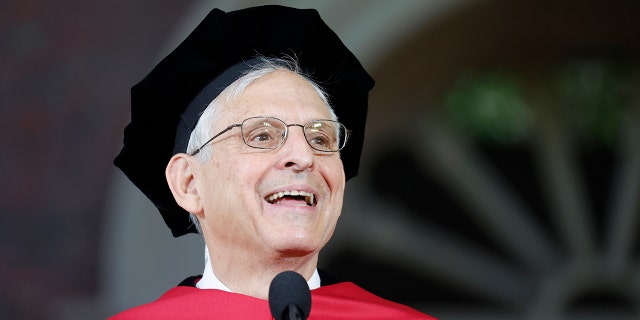 Merrick Garland giving the commencement address at Harvard on May 29, 2022