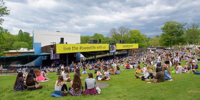 Fans gather under darkening skies at the 2016 Sweetlife Festival at Merriweather Post Pavilion in Columbia, MD.