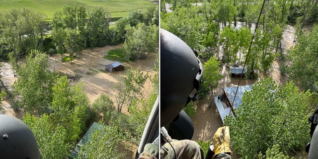The Montana National Guard deployed two helicopters to hoist people stranded in severe flooding to safety.