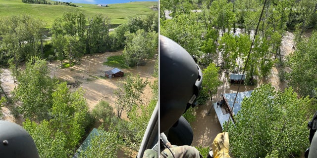 The Montana National Guard deployed two helicopters to hoist people stranded in severe flooding to safety.