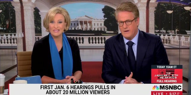 "Morning Joe" co-hosts Mika Brzezinski and Joe Scarborough boast the 20 million viewers who watched the first Jan. 6 hearing at the expense of former President Trump.
