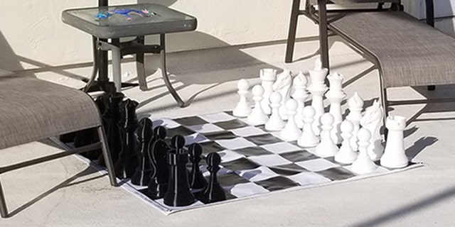 This giant chess set is perfect for an outdoor living space. 