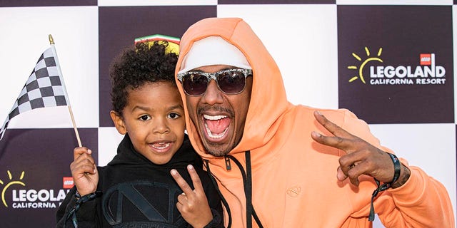 Nick Cannon with son Golden Cannon whom he shares with ex Brittany Bell at LEGOLAND California on May 11, 2022 in Carlsbad, California. 