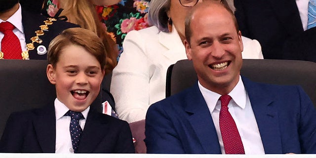 Prince William and his son, Prince George, laughed during a portion of the Palace party.