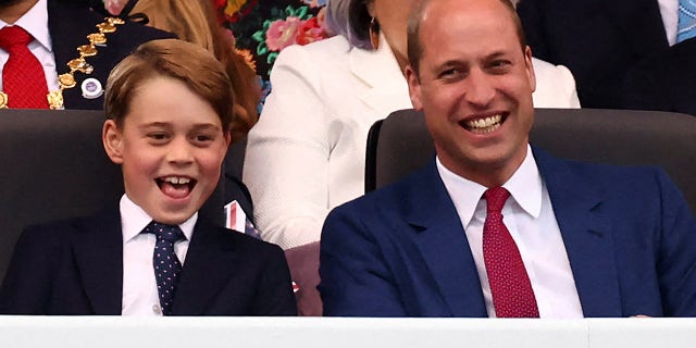 Prince William and his son, Prince George, laughed during a portion of the Palace party.