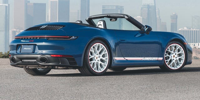 The convertible features a red, white and blue color scheme.