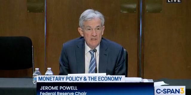 Federal Reserve Chair Jerome Powell answers questions during Senate Banking hearing on Wednesday