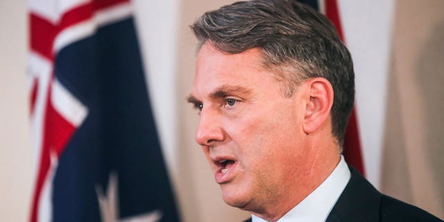 Australian Deputy Prime Minister and Defense Minister Richard Marles speaks during a press conference at the 19th International Institute for Strategic Studies Shangri-la Dialogue, Asia's annual defense and security forum, in Singapore Sunday, June 12, 2022. 