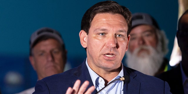 Florida Gov. Ron DeSantis speaks during a press conference held at the Cox Science Center &amp; Aquarium on June 08, 2022, in West Palm Beach, Florida. The Republican governor on Monday accused the White House of lying about its COVID-19 vaccine policy for young children.